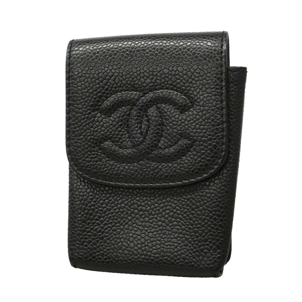 Chanel cigarette case, caviar leather, black, women's.